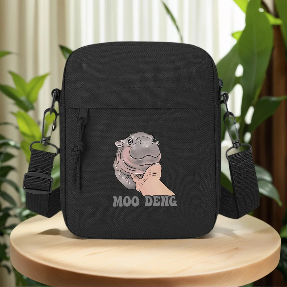 Hand holding hippo head cartoon Men Crossbody Bag Single Shoulder Women Cartoon Anime Film Printing Design Unisex