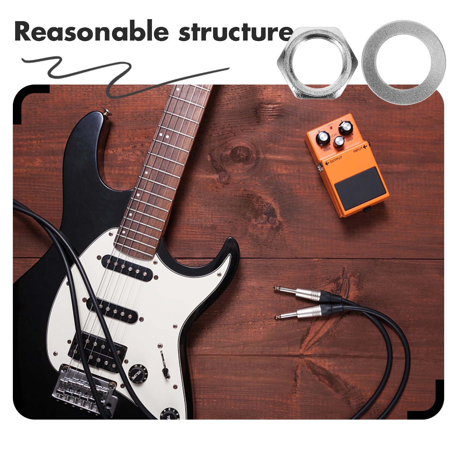 

Guitar Accessory Set Stainless Steel Washers Kit Silver Metal Electric Nut Pads
