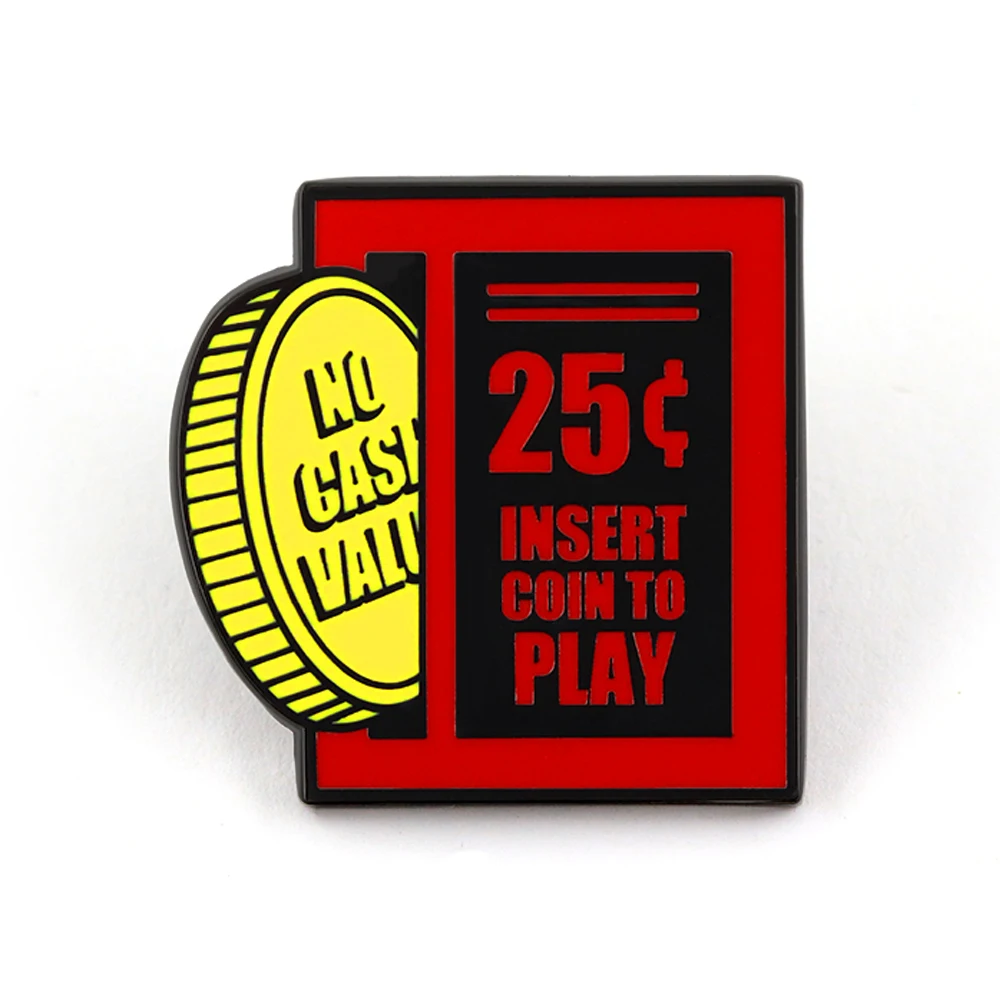 Retro Arcade Game Coin Slot Enamel Brooch 25 Cent Insert Coin To Play Fun No Cash Value Player Badge Unique Game-Themed Accessor