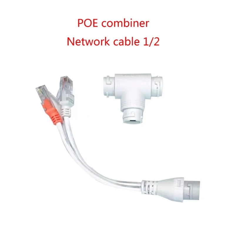 Two-in-One POE Splitter Networks Cable Connector for Security Camera Installation Three-way RJ45 Connector Accessories