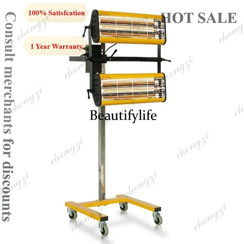 

A81 Professional Infrared Heating Lamp For Auto Body Shop Paint Curing And Drying With Wheels Short Wave Double Tube Adjustable