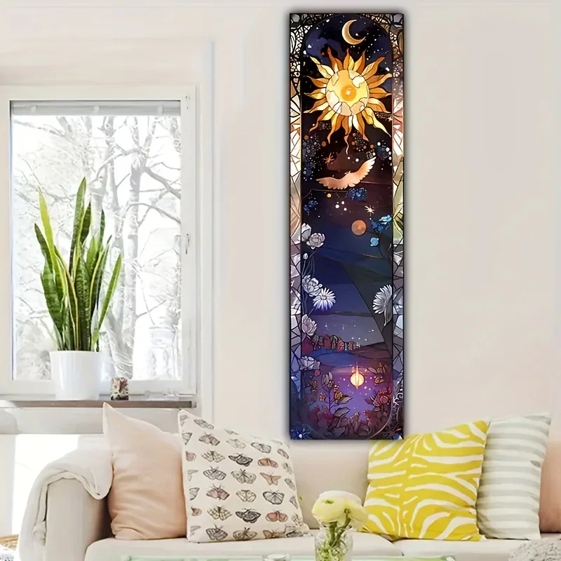 Tapestry Wall Hanging Tapestry Anime 1Pc Sun Moon Yoga Tapestry, Wall Mounted Meditation Yoga Mat Polyester Flower Star Tapestry