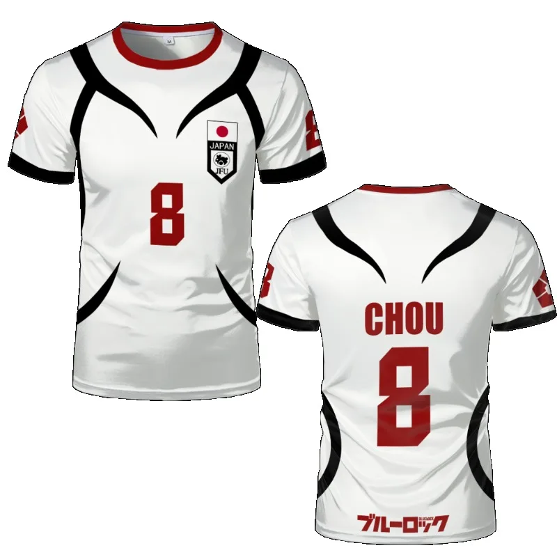 Blue Lock Japan U20 Match T Shirt Anime Cosplay Mens White Football Jerseys Summer Fashion Short Sleeved Cartoon Kids Tees