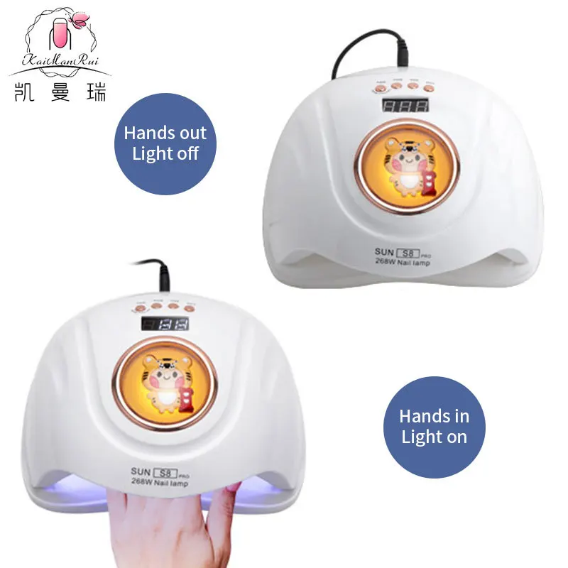 268W 고출력 매니큐어 라이트, 만화 패턴 매니큐어 샵 전용 광선요법 라이트 UVLED 베이킹 라이트 듀얼 라이트 소스