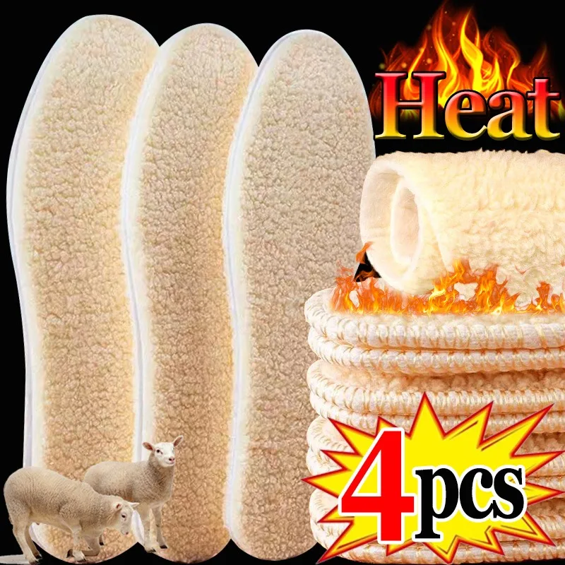 1/2pairs Thicken Warm Insoles Winter Plush Lamb Wool Cold-proof Insole Warm Men Women Snow Boots Foot Pad Soft Tailorable Insole