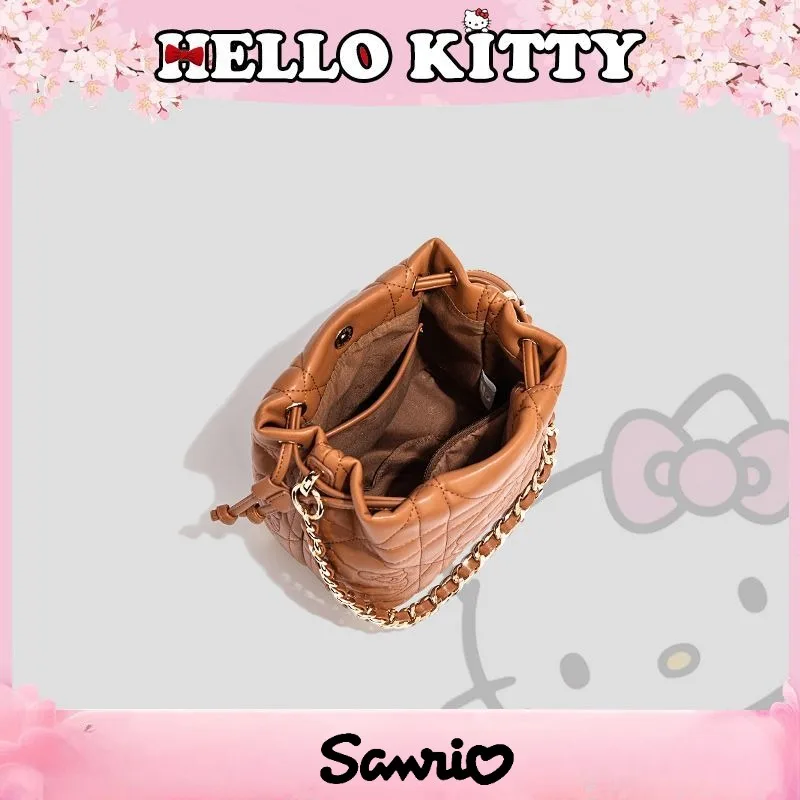 Sanrio Hello Kitty сумка-ведро с цепочкой на плечо, аксессуары с принтом аниме, Kawaii Sweet Ins, женская модная сумка на плечо