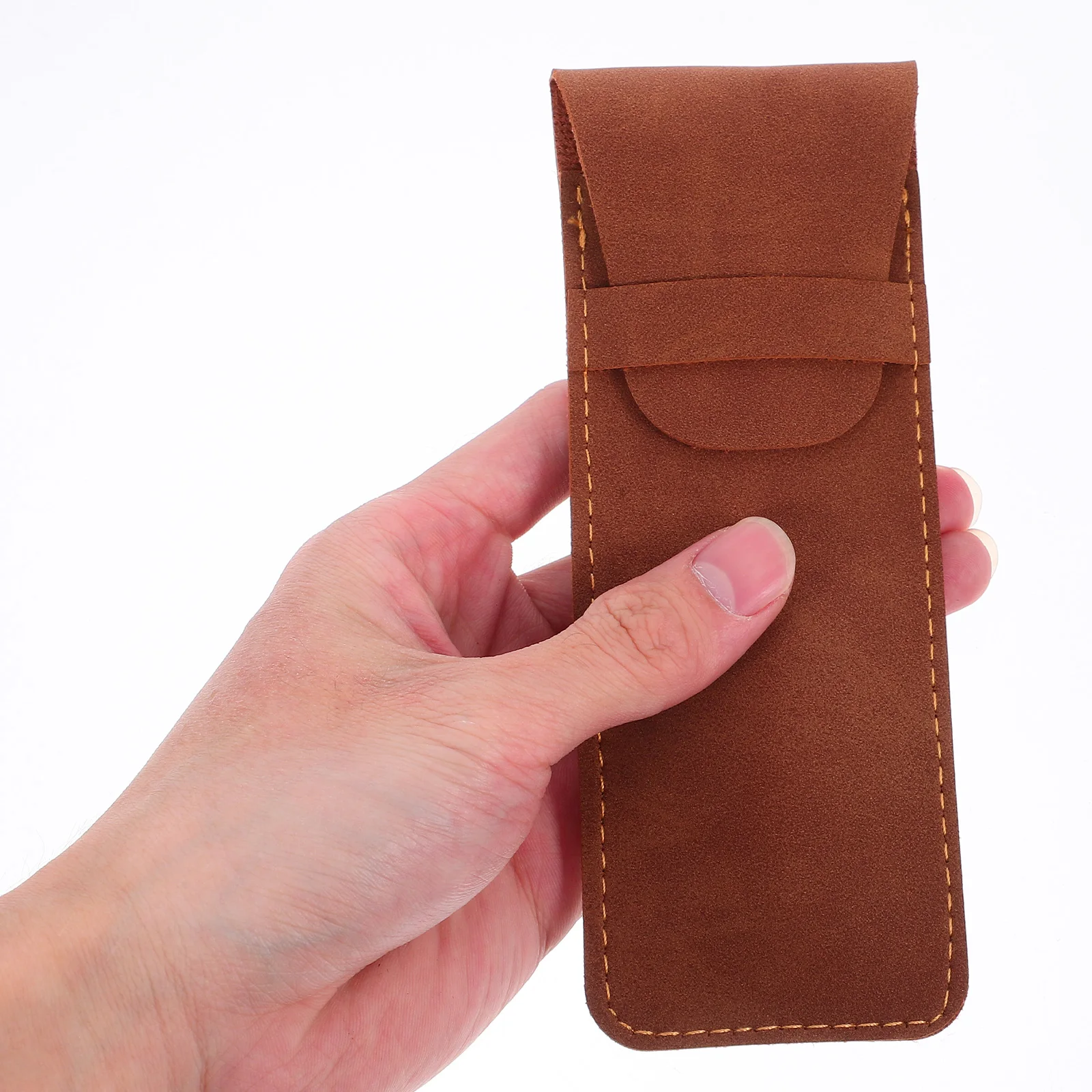 

2pcs Black Brown Protective Case Decorative Pencil Sleeve Storage Bag for Pen Holder Pens Office Use