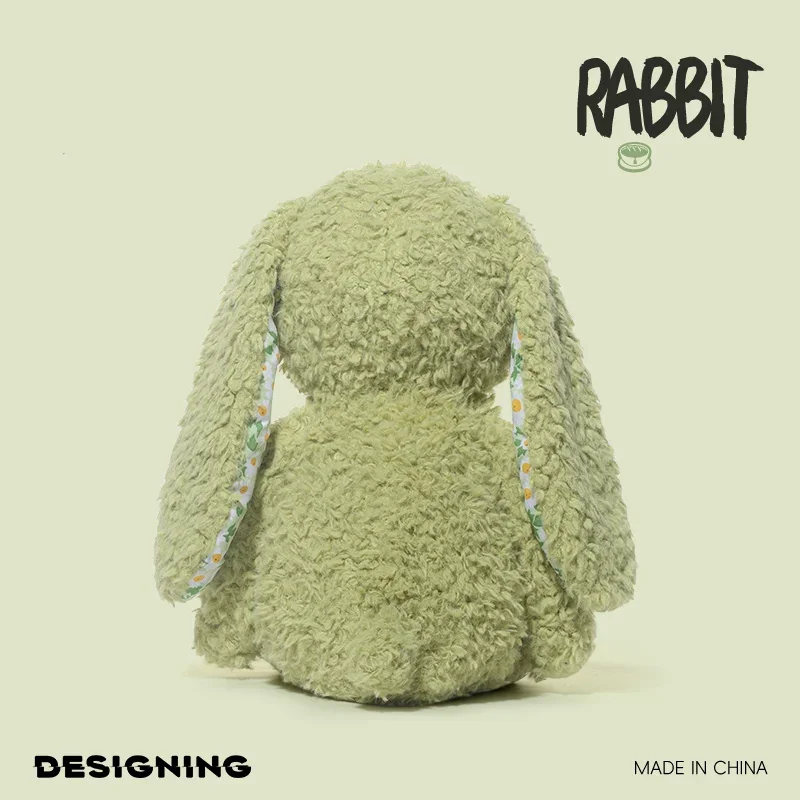 38CM Pastoral Style Hanging ear Rabbit Plush toy With Soft PP Cotton Filling Cute Green Rabbit as a Companion Toy For Children