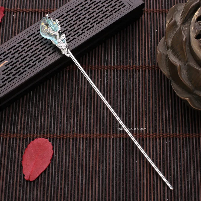 Chinese Style Hanfu Crystal Hair Stick Vintage Classic Metal Glaze Hair Fork Hair Pin for Women Jewelry Accessories New Headwear view 4