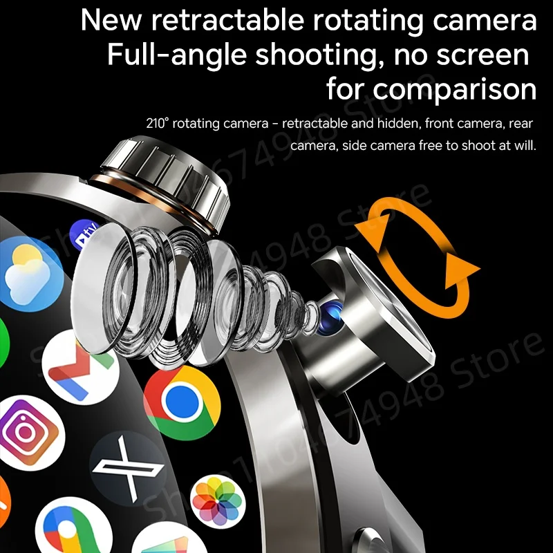 4G/5G ساعة ذكية Netcom كاملة 1.98 بوصة Amoled ساعة ذكية مع 210 °   كاميرا دوارة أندرويد 13.0 نظام مزدوج GPS بطارية 1900 مللي أمبير