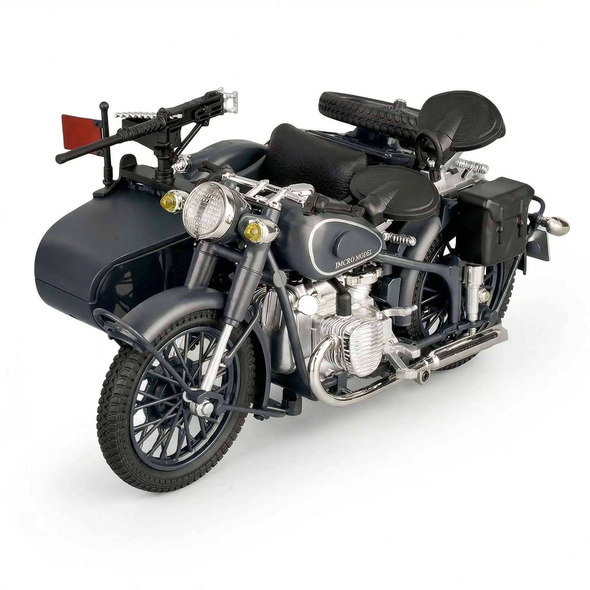 

Meiba 1:10 Sidecar Motorcycle Simulation Alloy Retro Old-fashioned Locomotive Sound and Light Sliding Toy Car