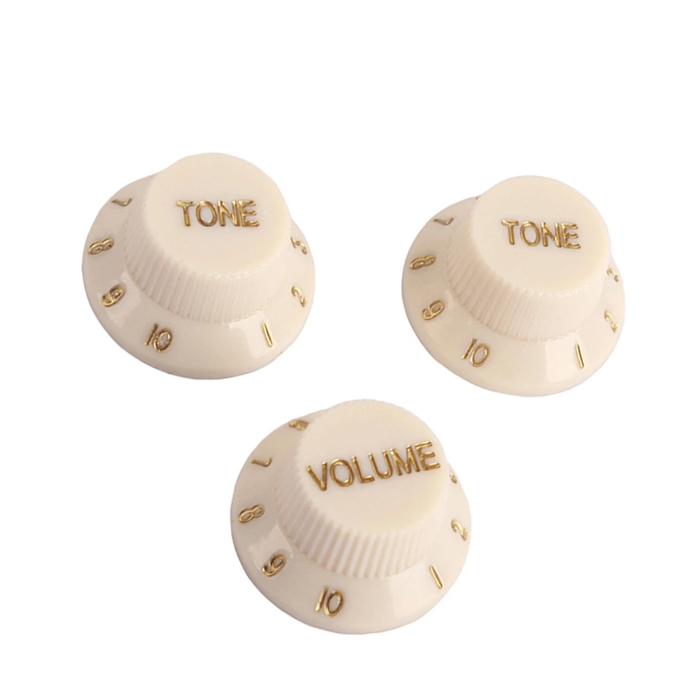 

3 PCS/ Set Plastic Hat Guitar Volume Tone Control Knobs Rotary Knobs for ST Electric Guitar Parts Replacement (Creamy)