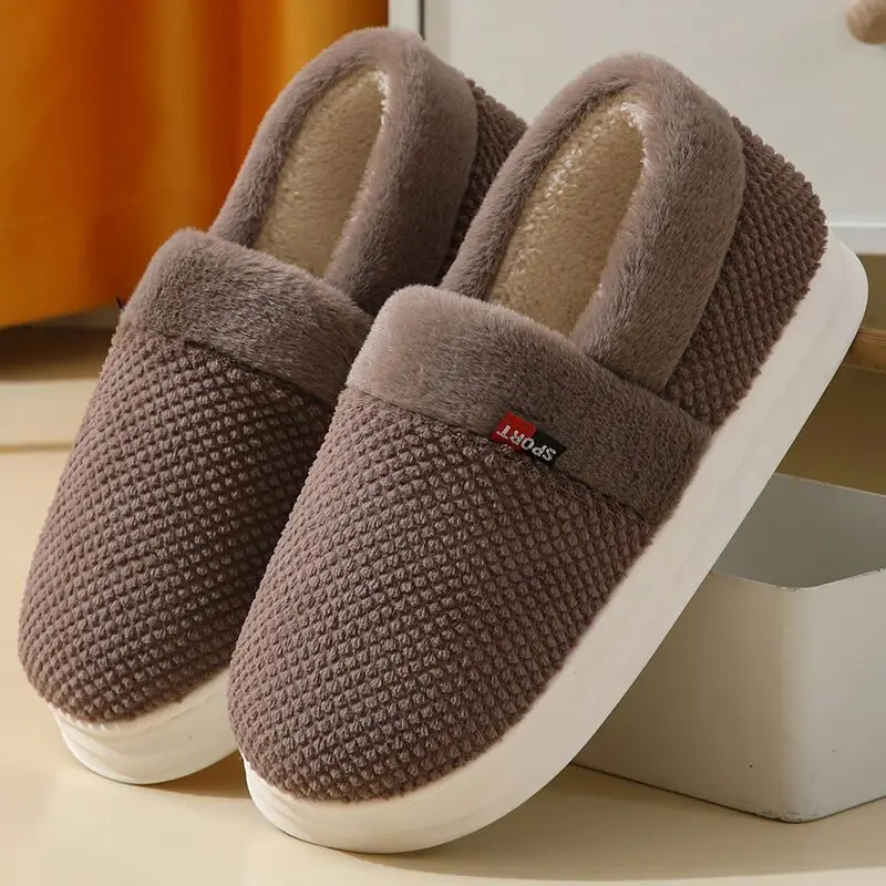 Slippers Home Men's Winter Shoes Soft Man Home Slippers Cotton Shoes  Warm Plush Non-slip Women Casual Indoor Flat Shoes