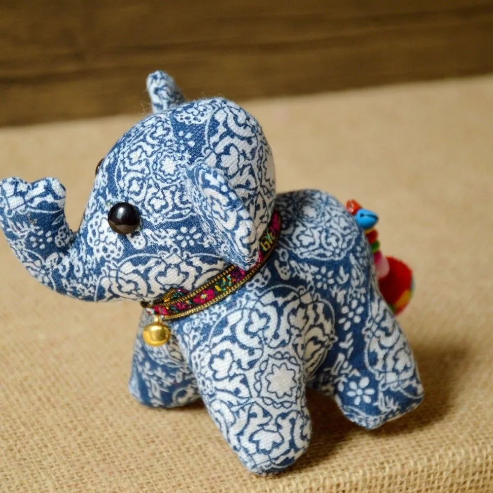 Traditional Thai Fabric Elephant Ornament Handmade Ethnic Elephant Wealth Lucky Ganesha Animal Travel Gift