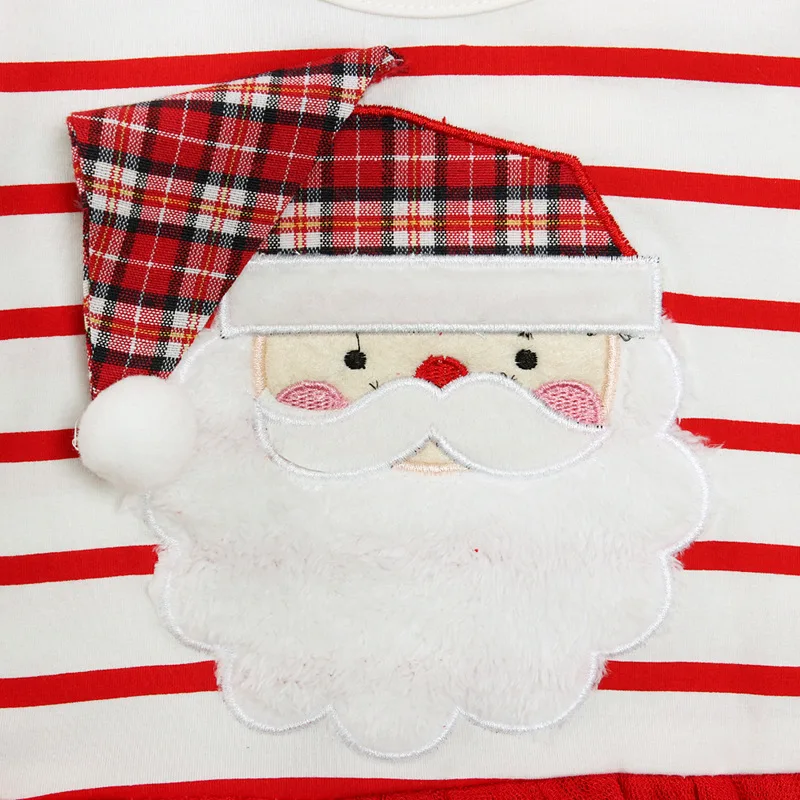 Children\'s Spring and Autumn Collection Girls\' Santa Claus Striped Dress+Headband Two Piece Set Children\'s Dress,W113