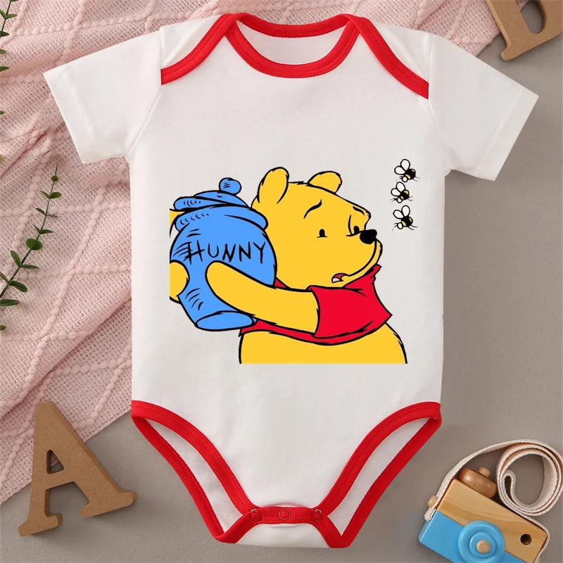 

100% Cotton MINISO Cloths Winnie the Pooh Piglet Print Soft Baby Jumpsuit Honey Baby Onesie Bodysuit for 0 To 12 Months Newborn