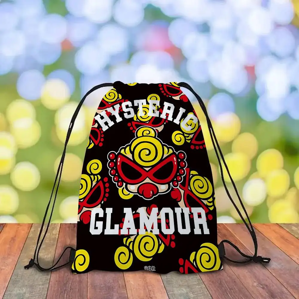 Japan Fashion H-Hysteric M-Mini Drawstring Bags Sports Backpack Gym Sackpack Water Resistant String Bag For Cycling