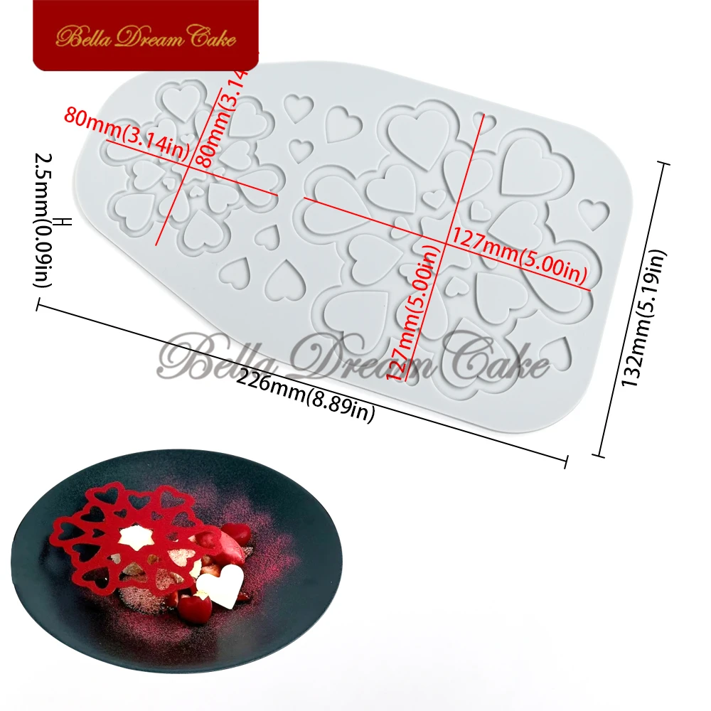 3D Hollow Heart Ring/Maple Leaf Silicone Lace Mat DIY Tuille Stencil Mould Chocolate Baking Pad Cake Decorating Tools Bakeware