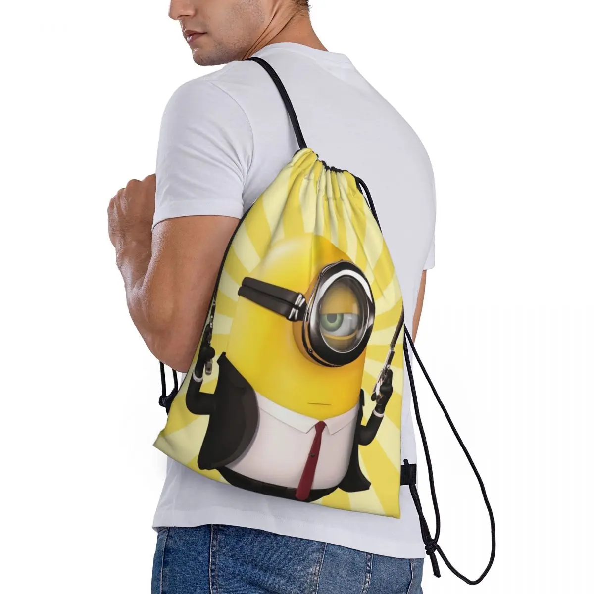 Minions Sport Trekkoord Rugzak Sport Fitness Reizen Outdoor Sackpack Vrouwen En Mannen Grote Capaciteit Gym Zwemstrandtassen