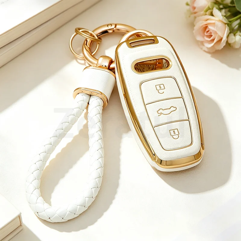 TPU Shell Fob for Audi A3 A4 B9 A6 A7 4K A8 E-tron Q5 Q8 C8 D5 SQ8 Car Remote Key Case Cover Keyless Bag Accessories
