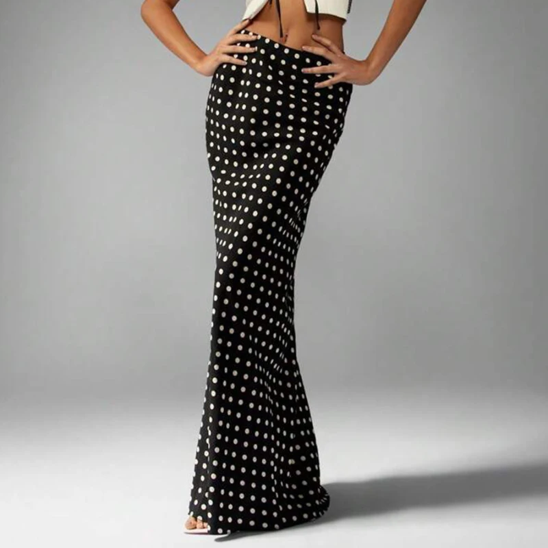 

Повседневная прямая юбка макси в горошек для офиса, европейский стиль, весна-лето 2026