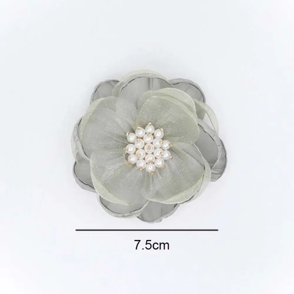 5Pcs Sewing Fabric 3D Chiffon Flower Chiffon Beads Center Artificial Flower Shoes Decor Handmade DIY Sewing Applique