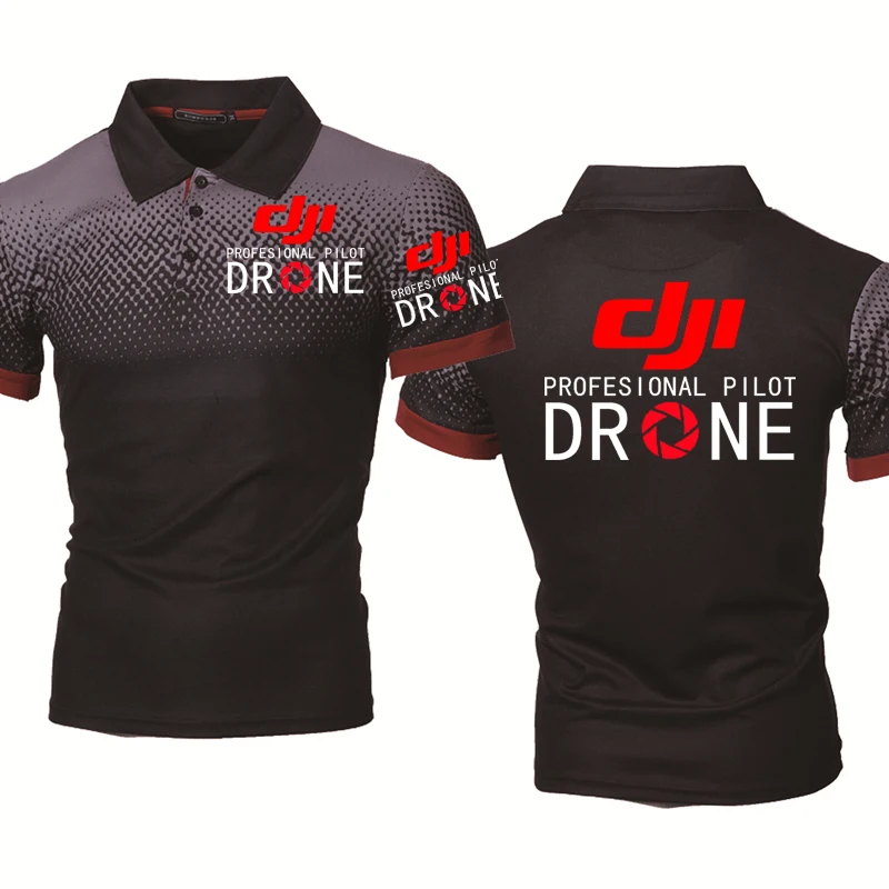 Summer Men's Polo shirt DJI Drone Pilot Print High Quality Short Sleeves Man Harajuku Classic Tops Racing Motorcycle Racer