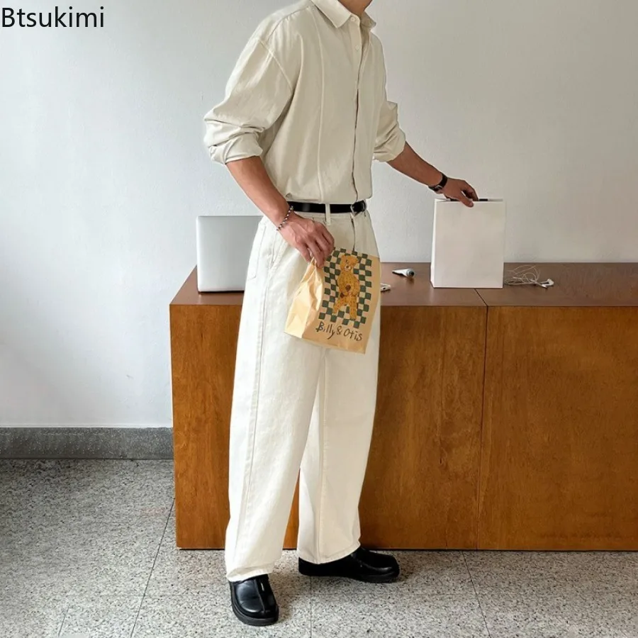 Retro Denim Washed Casual Shirt Men's Spring and Autumn Loose Long Sleeved Lapel Shirt Korean Version Trendy Denim Jacketcoat