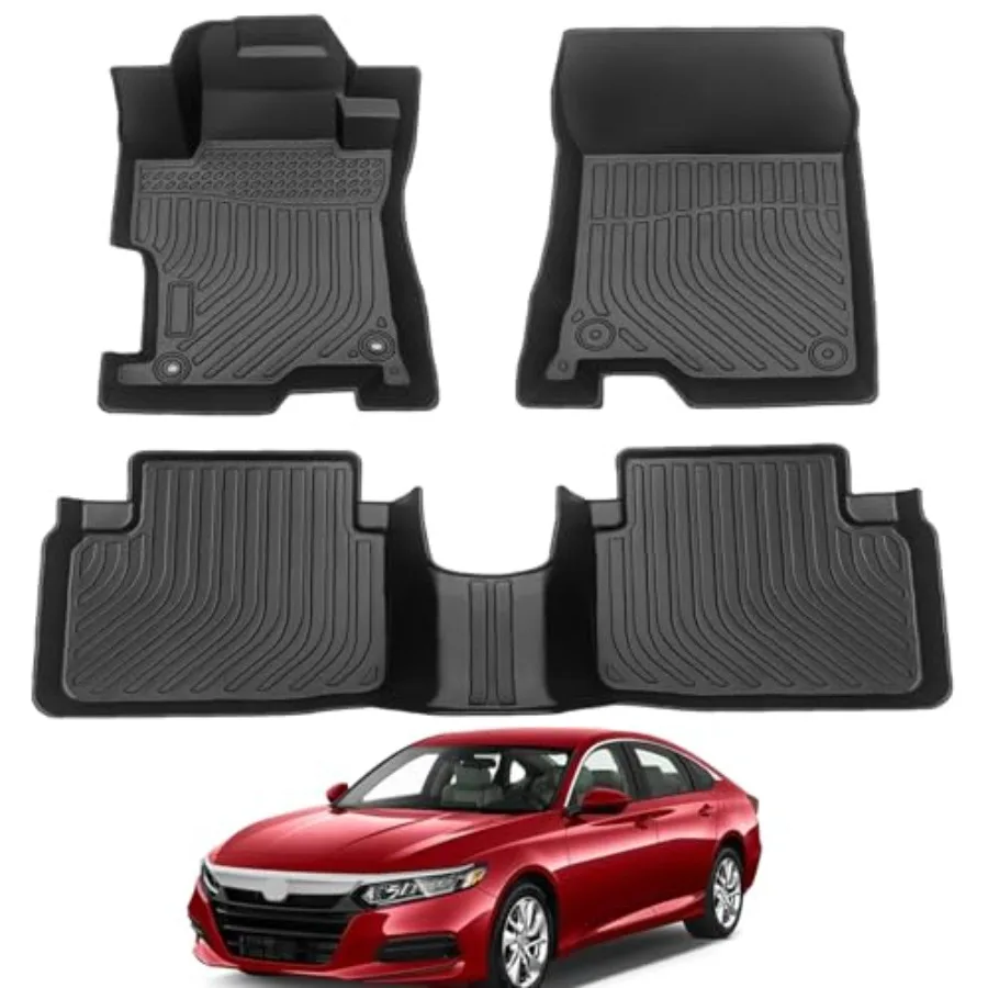

All Weather Rubber Car Floor Mats 2008-2012 Accord Only for Seaden Odorless 3D Raised Edges Custom Fit Full Set Includes 1st an
