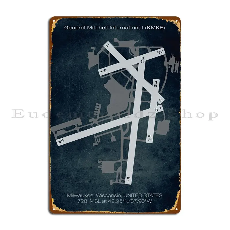 Kmke Airport Metal Sign Poster Wall Living Room Printing Bar Tin Sign Poster