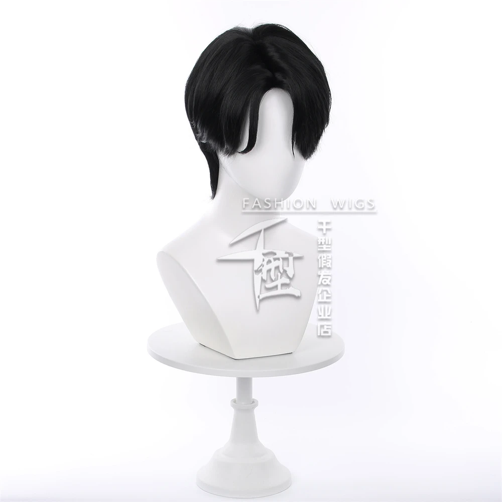 Saja Boys Jinu Cosplay Synthetische Pruik 25 cm Korte Zwarte Mannen Hittebestendige Anime Pruiken
