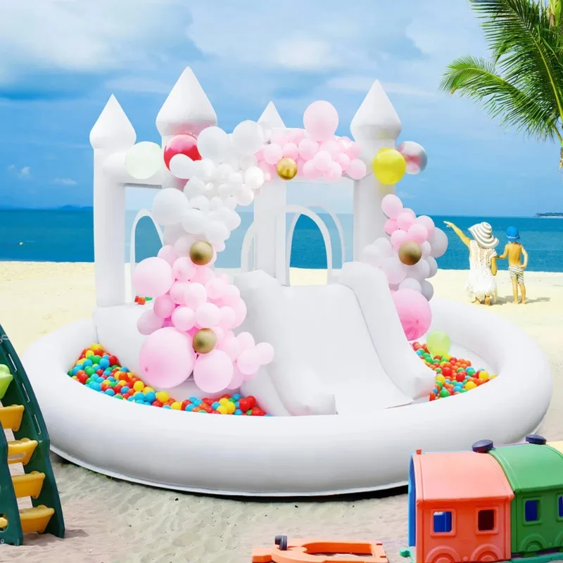Children's Party White Inflatable Bounce House Wedding Inflatable Castle Rental, Shipped with Blower Accessories