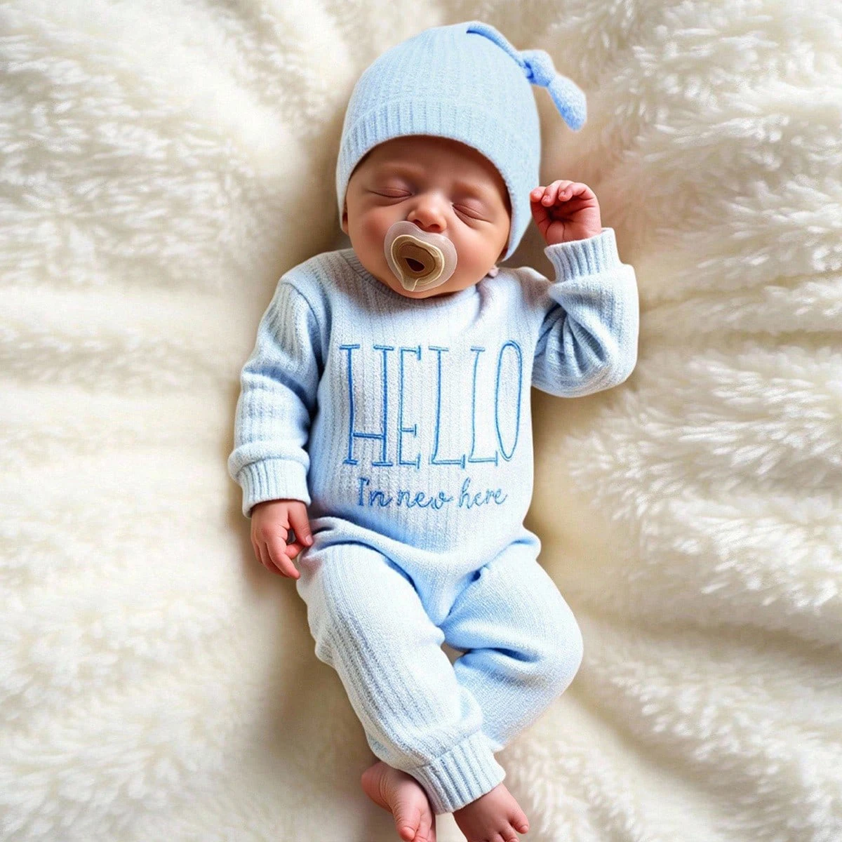 

Embroidery Newborn Photography Props Infant Romper Jumpsuit with Bow Hat Baby Coming Home Outfit Baby Photo Gift