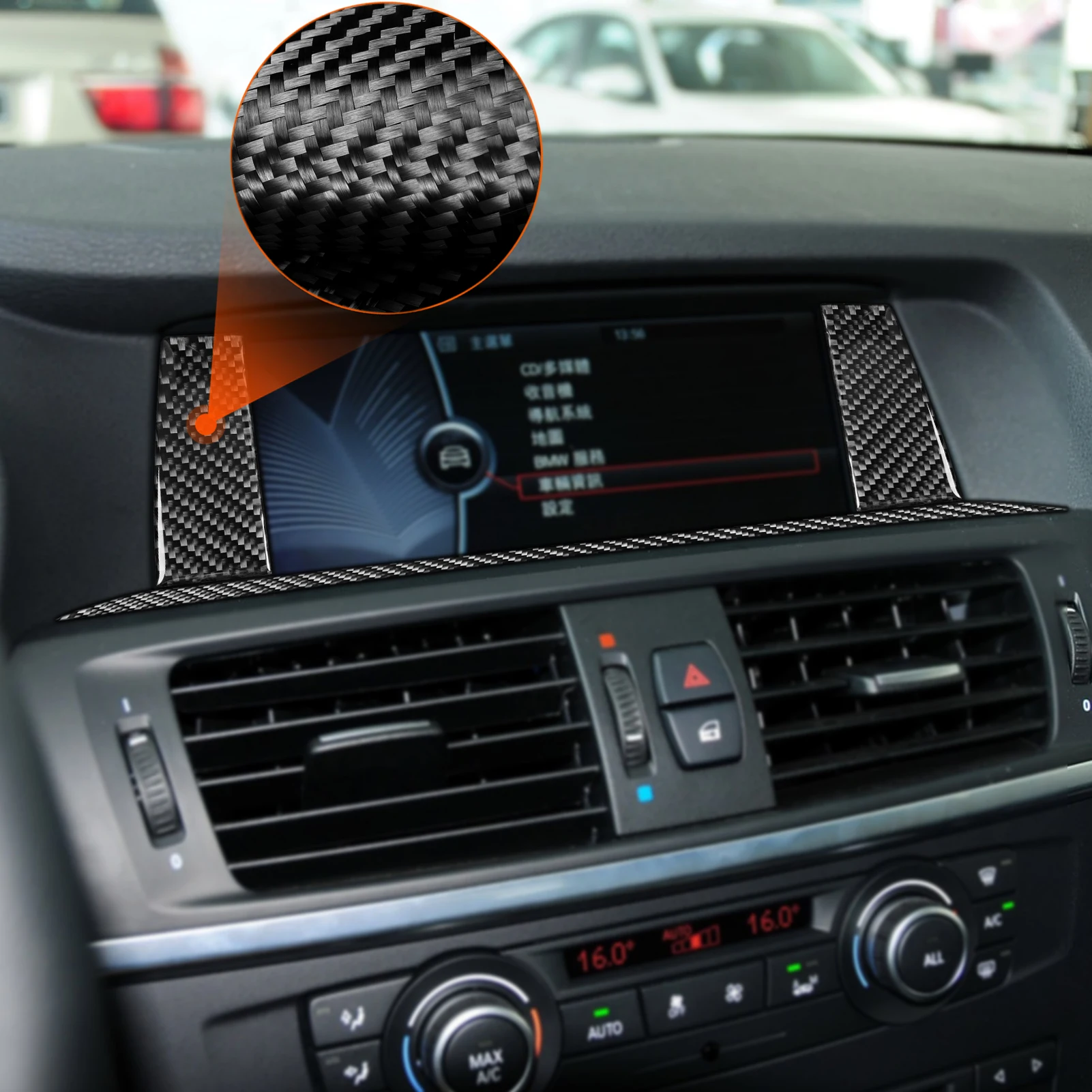 For BMW X3 F25 X4 F26 2011-2017 Central Display Side & Lower Trim Set Carbon Fiber Sticker Interior Car Interior Accessories view 4