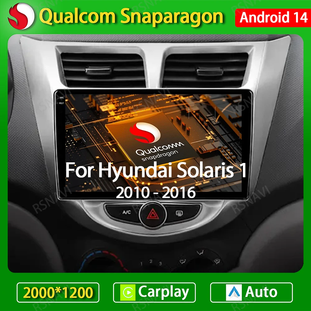 

Автомагнитола Carplay на Android 14 для Hyundai Solaris Verna Accent 1 2010-2016, автомобильное радио, мультимедийный видеоплеер, GPS, 4G, DVD, головное устройство BT