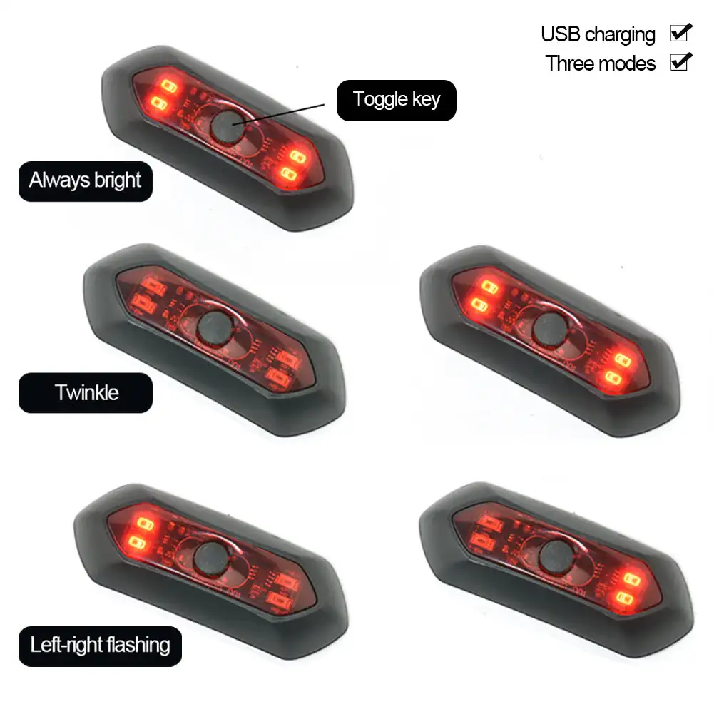 4 Led Helmet Rechargeable Motorcycle Bicycle Taillight Warning Light High Bright Flashing Waterproof with 3 Modes USB Light