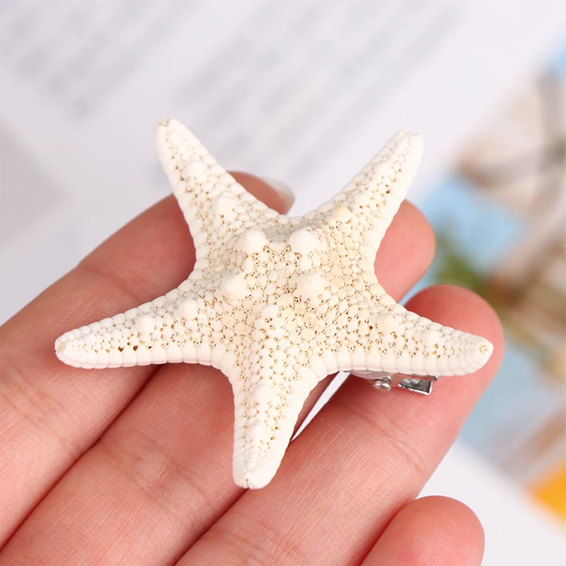 Natural Starfish Hair Clips Cute Sea Star Hair Clips Women Girls Beach Starfish Hairpin Summer Headwear Jewellery