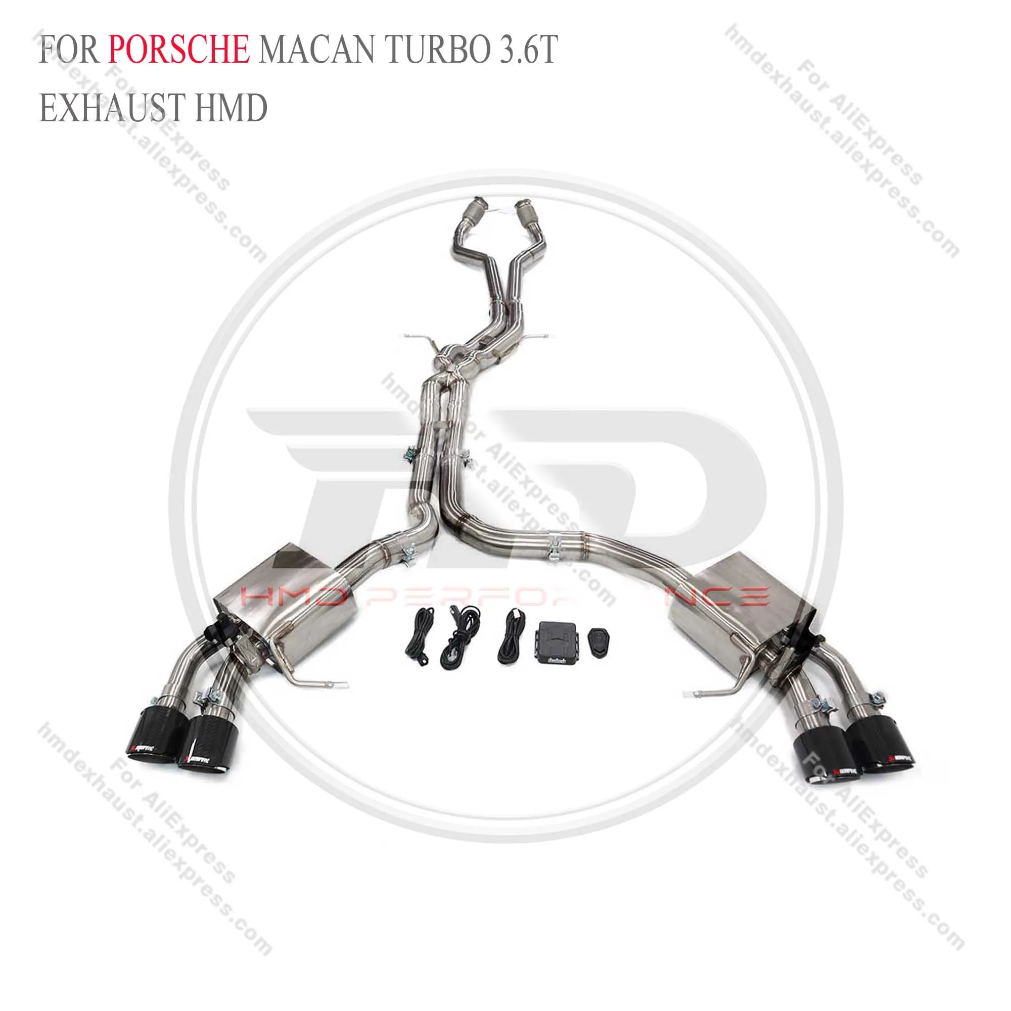 HMD Exhaust System Stainless Steel Performance Catback resonant tube for Porsche macan turbo 3.6T  with valve