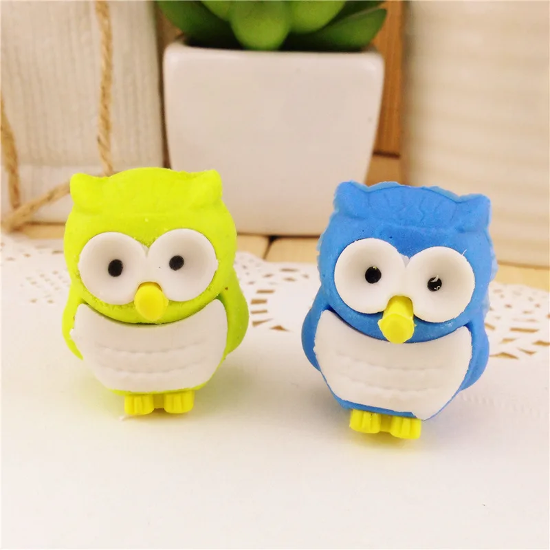 20 PCs OWL Eraser Korean Creative Cartoon Cute Animal Shape OWL Erasers Student Children\'s Rubber Stationery