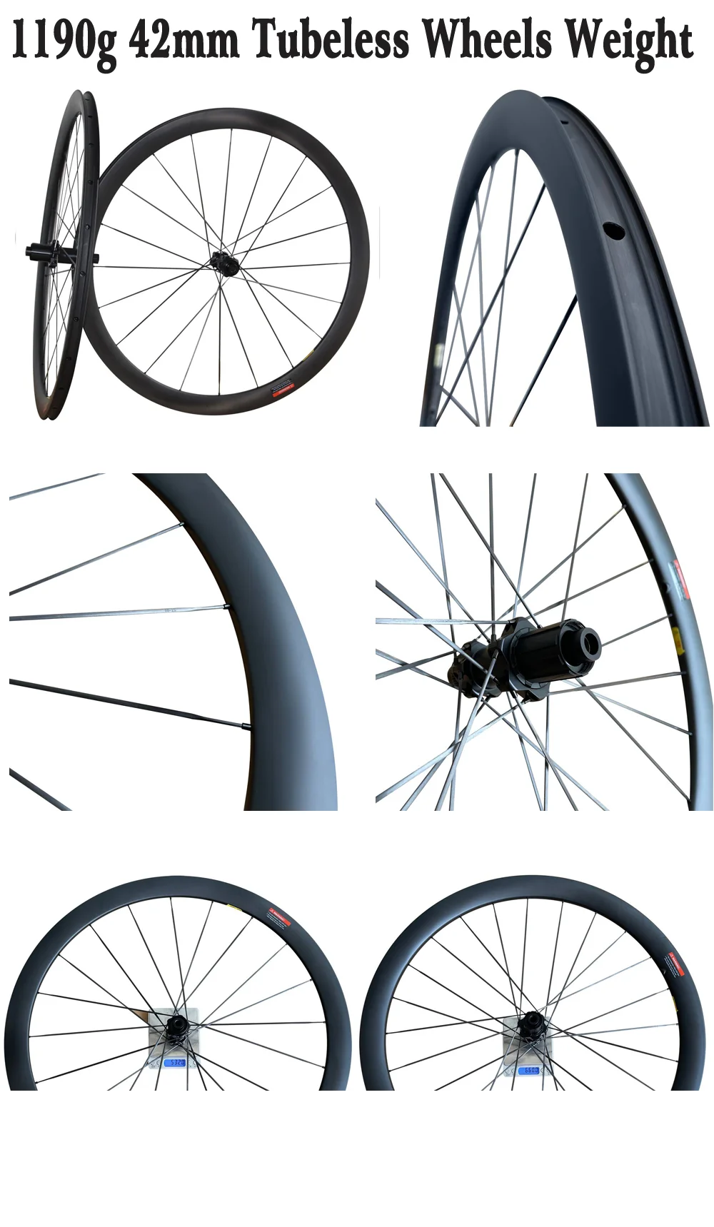 2024 Lightweight Carbon Spoke Wheels Disc Gravel Carbon Wheels 42mm Tubeless 55mm Tubeless Full Carbon Wheels 25mm Width Rims