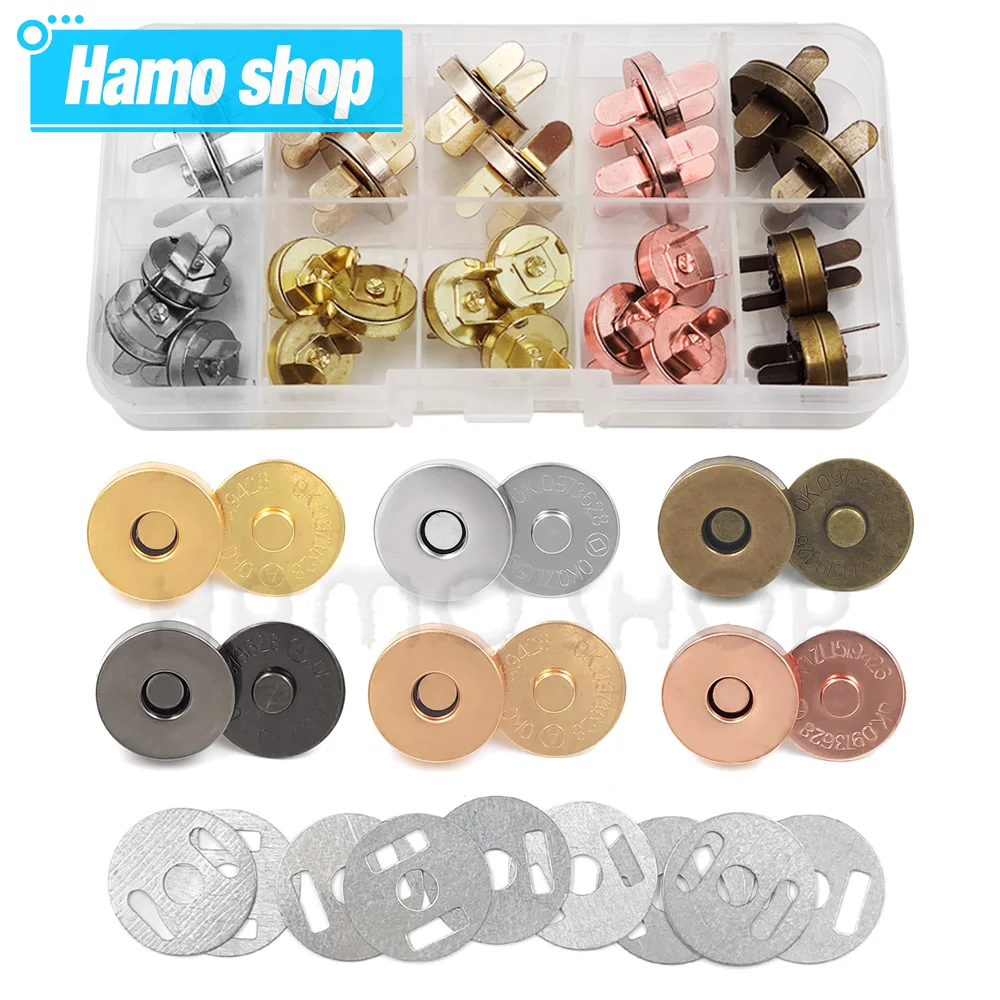 20sets/lot 14mm 18mm Wallet Button Magnet Buckle Buttons Metal Snap Thickening Magnetic Automatic Adsorption Buckle Installation