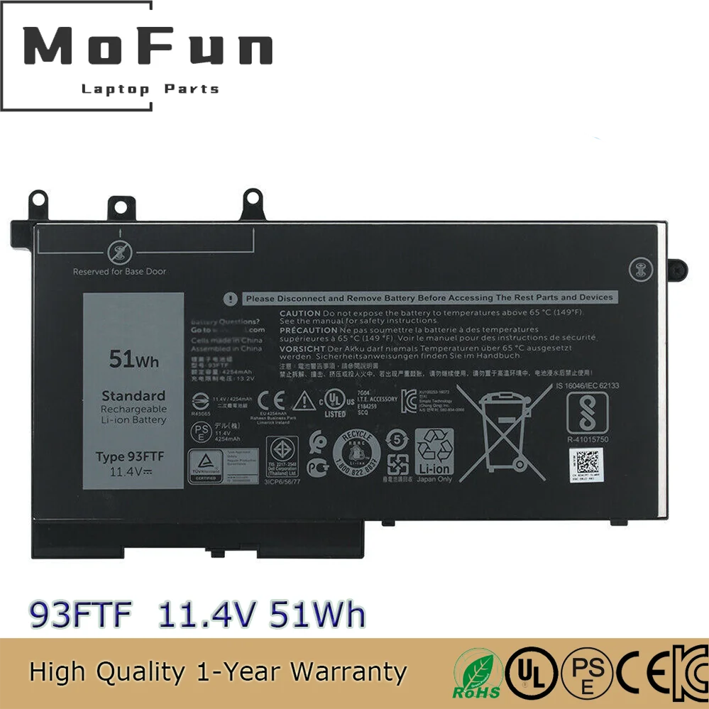 51Wh New 93FTF Original Battery for Dell Latitude E5280 E5480 E5580 E5290 E5490 E5590 Series