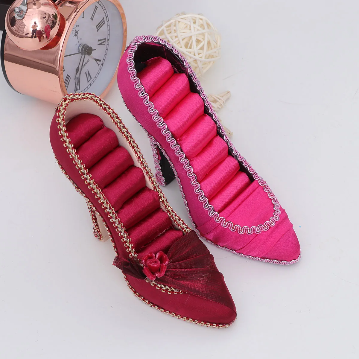

Durable High Heeled Shoes Shaped Jewelry Organizer Rack for Earrings Rings Easy to Use Home Decor Wine Red Jewelry Organizer