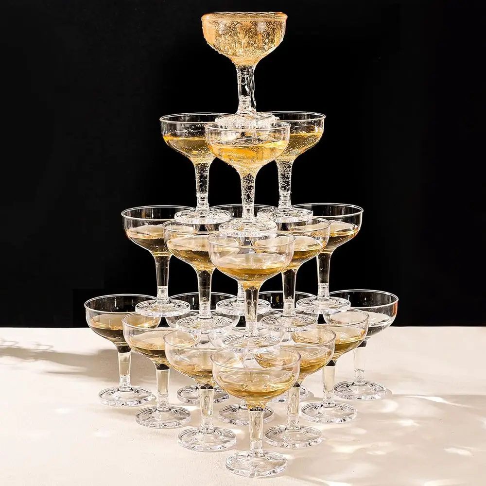 

50 Pack Acrylic Plastic Champagne Coupe Glasses for Party Wedding Cocktail Glasses Reusable Cups 5oz