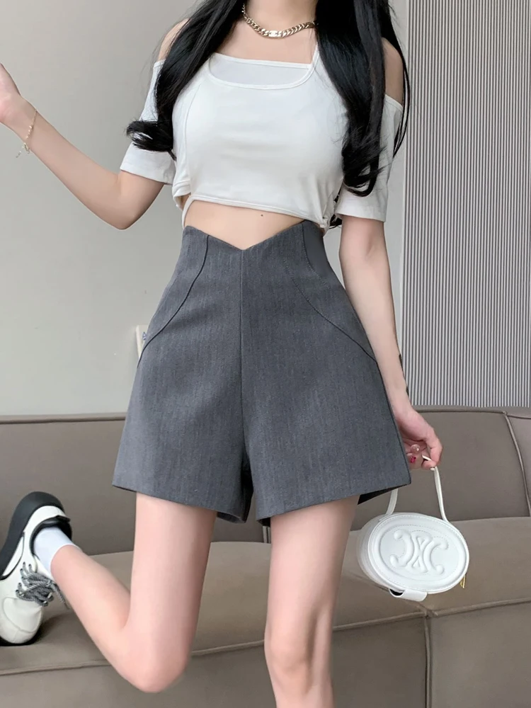 Shorts Women Fashion Solid Ladies Clothing High Waist Baggy Minimalist Elegant Popular Newest Cozy Basic Preppy Style Harajuku