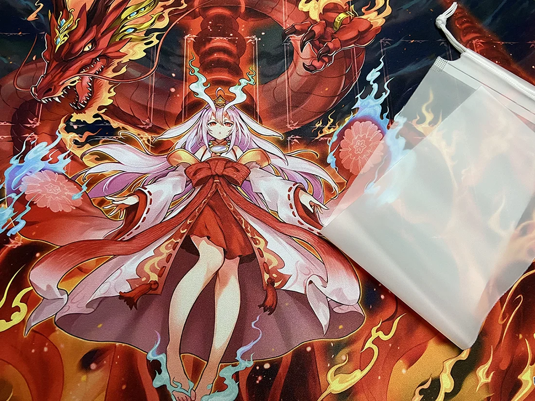 YuGiOh Kurikara Divincarnate Play Mat TCG CCG Trading Card Game Mat Board Game Custom Anime Mouse Pad Rubber Desk Mat Zone & Bag