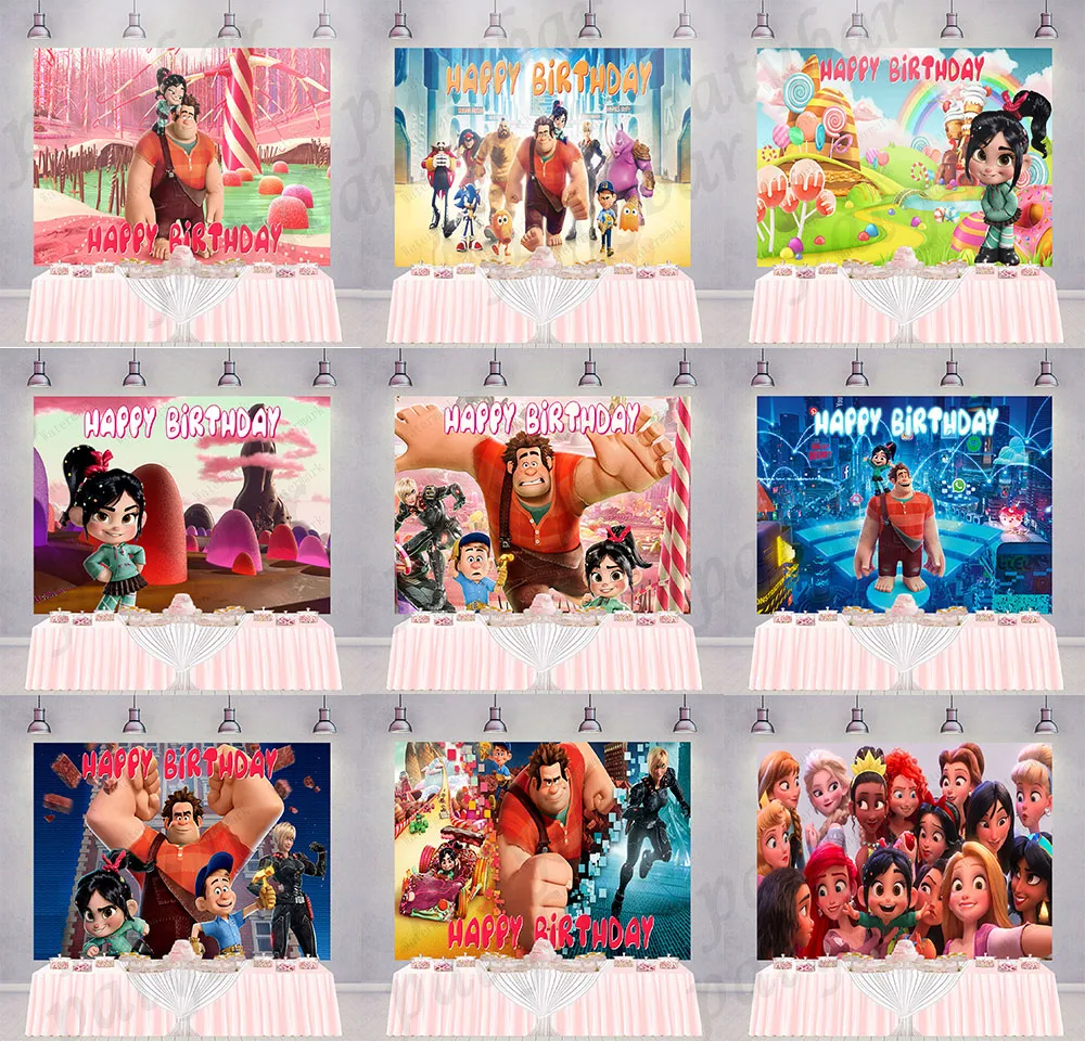 

Disneyland Wreck It Ralph Princess Vanellope фон для детей на день рождения, детский душ, фон для фотосъемки, украшения, реквизит