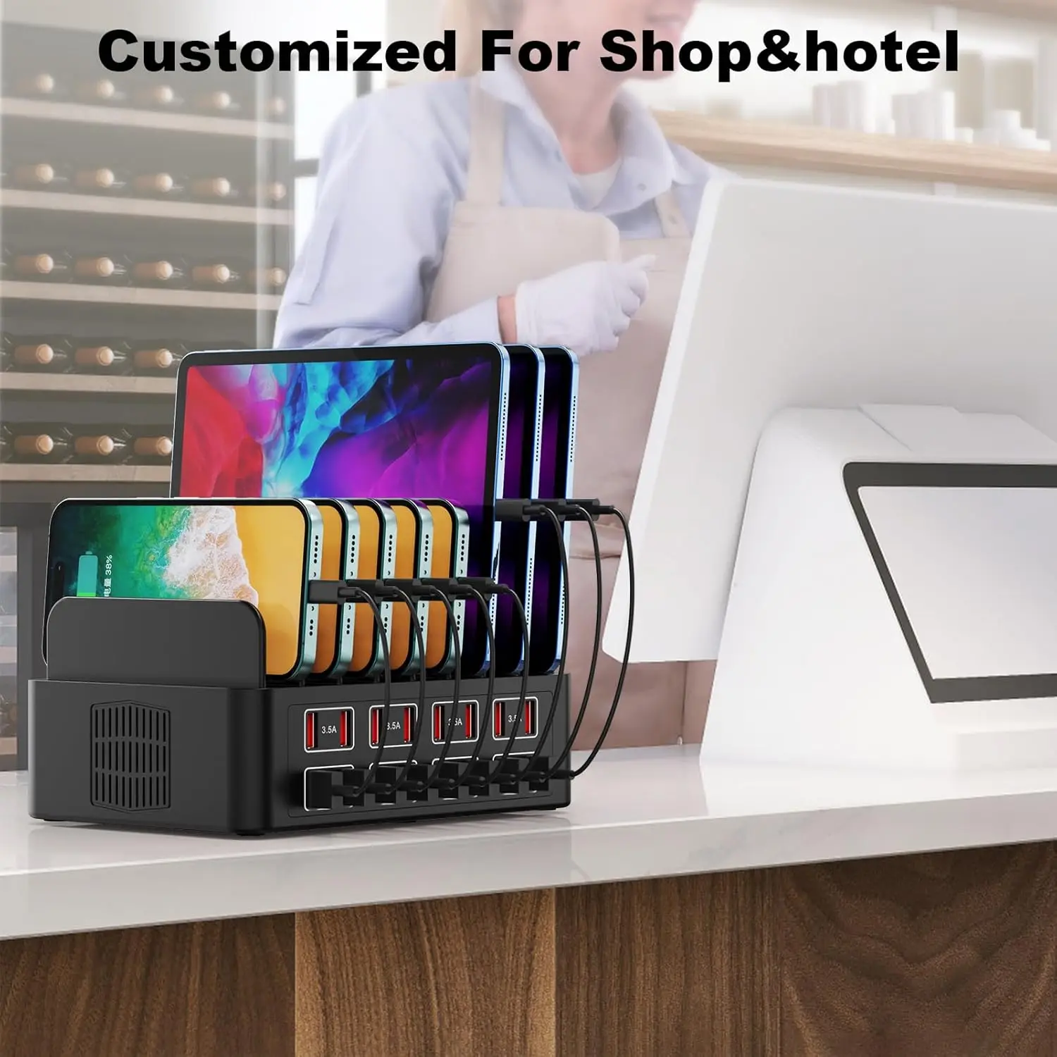 150W Universal Multi USB Charger 16 Port 3.5A USB Fast Charging Station Stand For Ipad Iphone 14 13 Samsung S22 Xiaomi Tablet