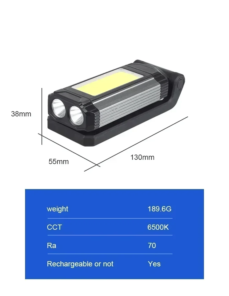 Imagem -06 - Portátil Magnetic Cob Led Work Light Usb Recarregável Lanterna Lanterna Camping Função Power Bank Lâmpada Pcs