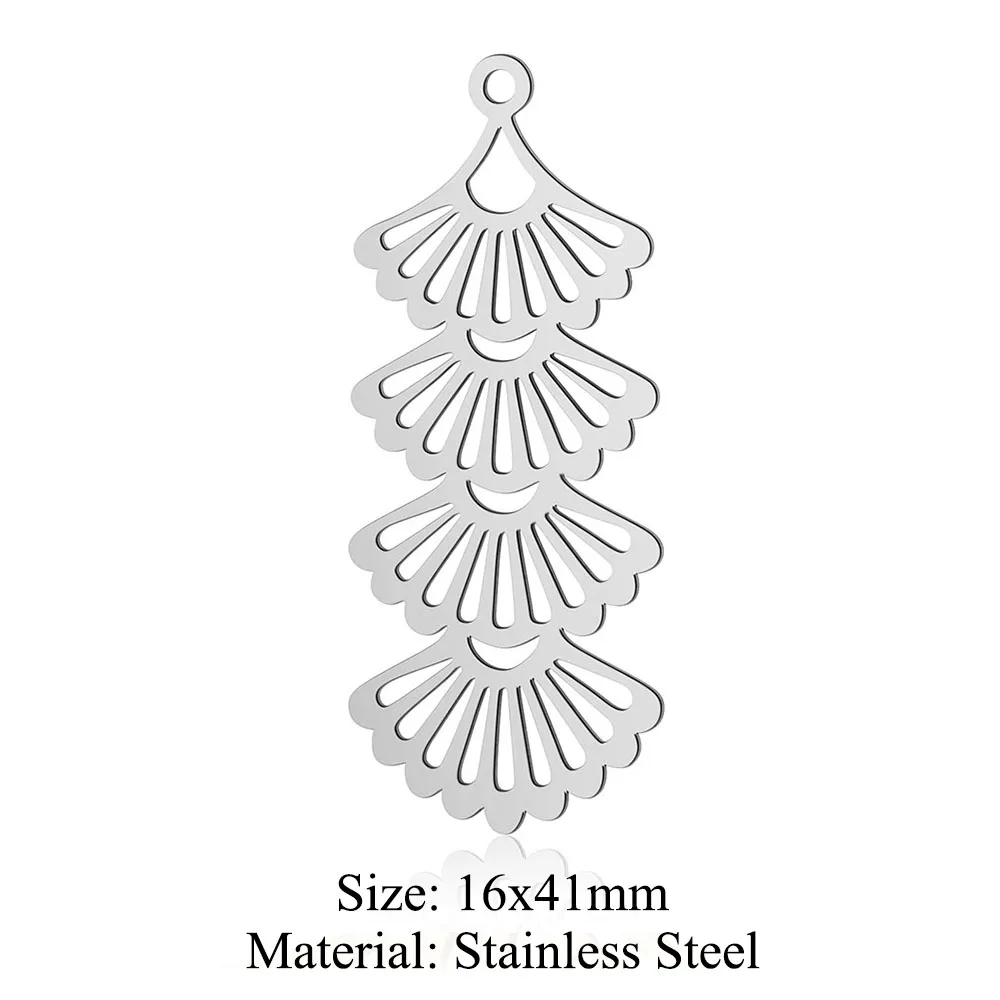 10pcs/lot Stainless Steel Leaf DIY Jewelry Charms Wholesale Life Tree Flower Necklace Making Pendant Never Fade Top Quality